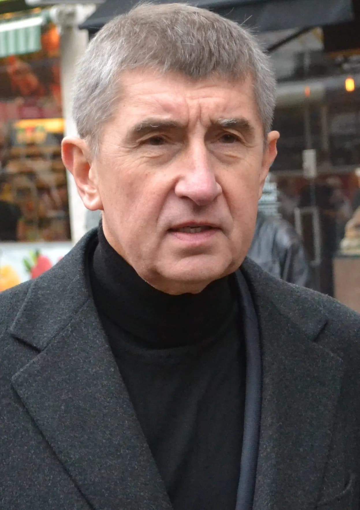 Andrej Babiš at a commemorative event on Národní Street in Prague in 2014.