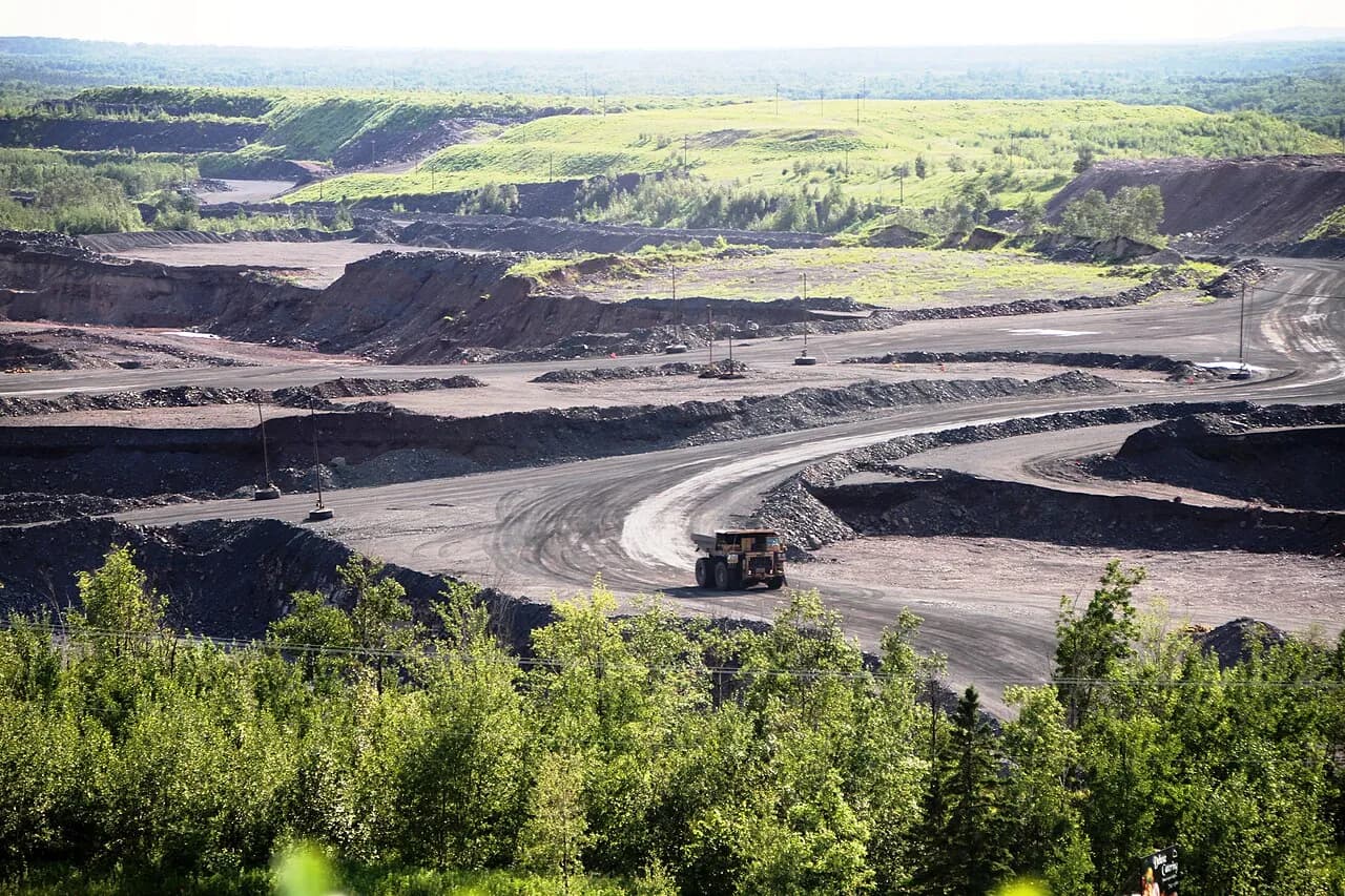 Open-pit iron mine at the Thunderbird Mine near Eveleth, Minnesota