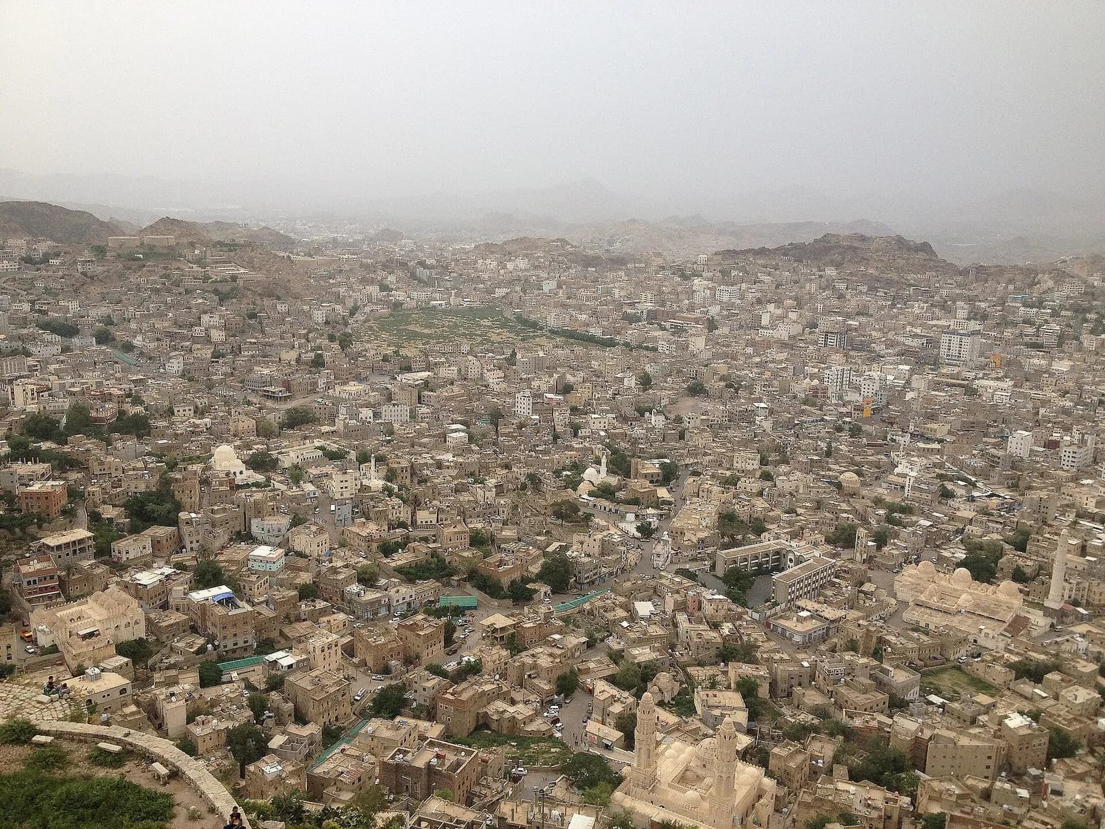 View across Taiz, Yemen, from AlQahirah Castle.