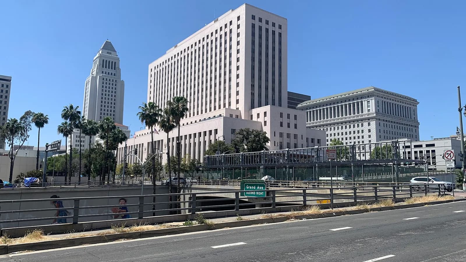 Los Angeles Superior Court building in the Civic Center alongside other civic buildings.