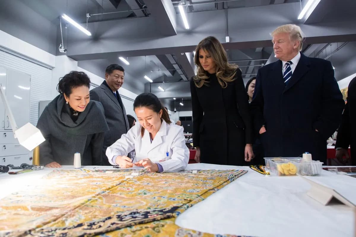 Donald Trump and Melania Trump with Xi Jinping during a visit to China in 2017