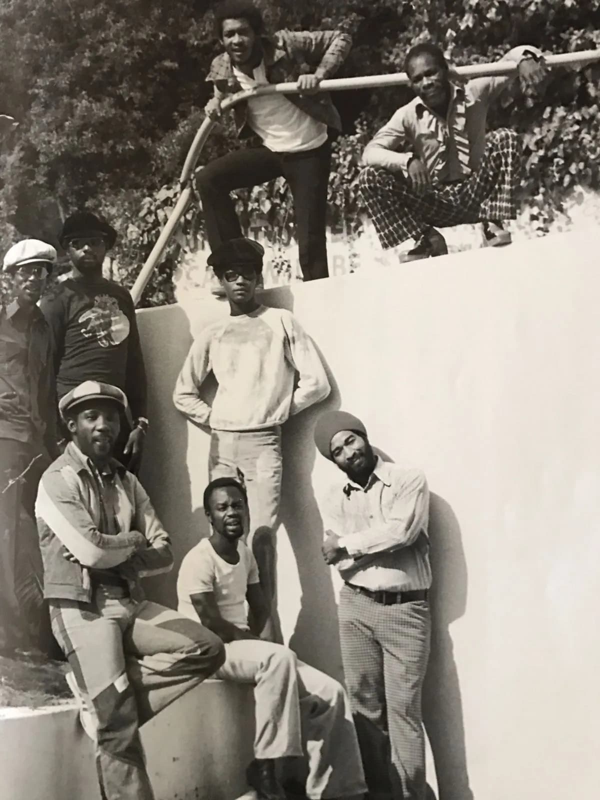 Archival group photograph of Toots and the Maytals, with Jackie Jackson in the middle row