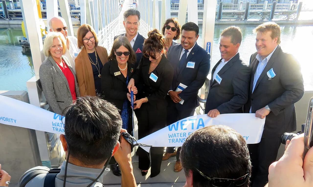 Rob Bonta among officials at a ribbon-cutting ceremony in Alameda, California, in 2018