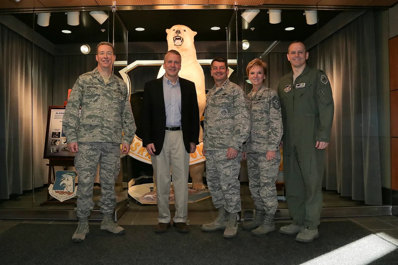 Senator Dan Sullivan meets military leaders at Joint Base Elmendorf-Richardson in Alaska.
