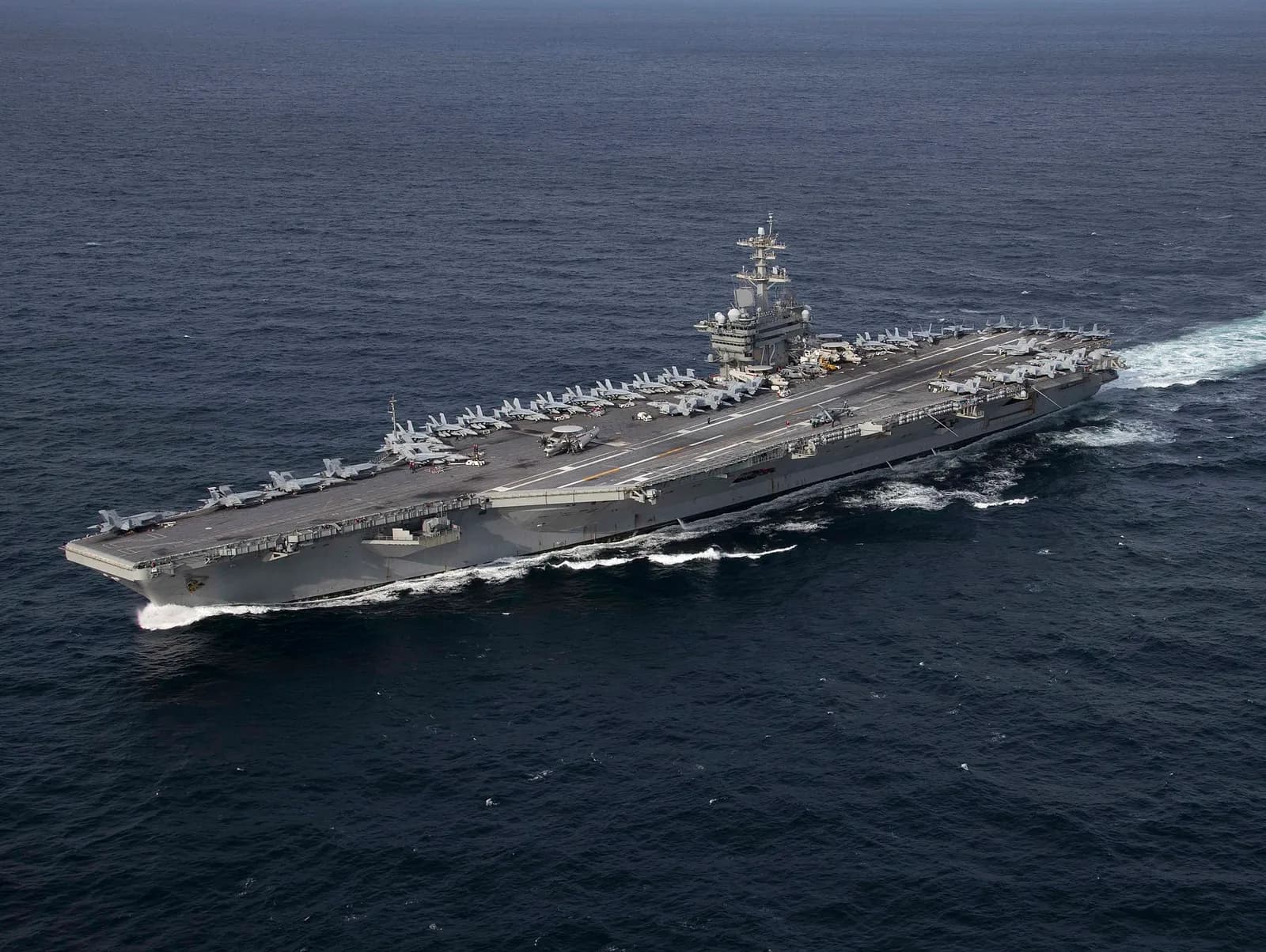 The aircraft carrier USS Abraham Lincoln underway at sea.