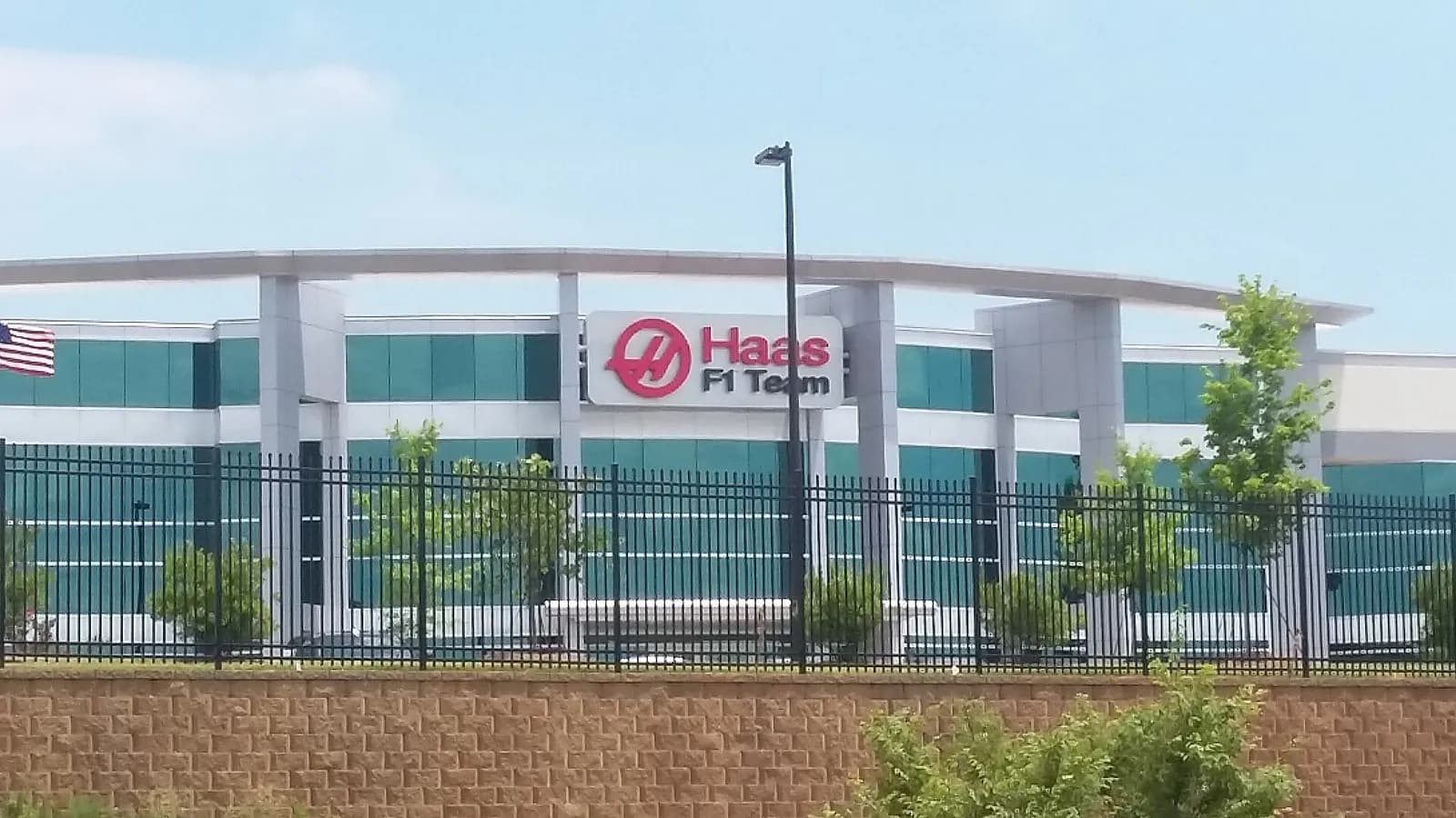 Exterior of the Haas F1 Team's American headquarters in Kannapolis, North Carolina.
