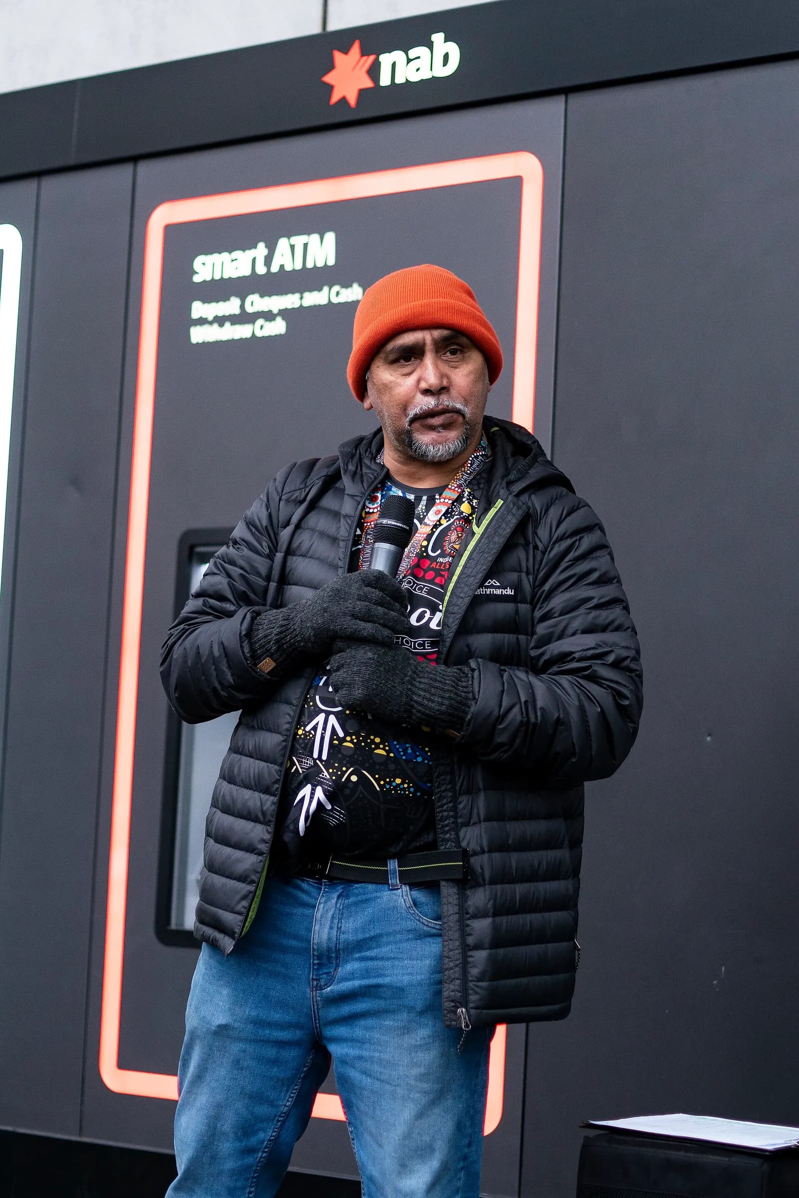 A rally outside National Australia Bank’s Melbourne headquarters.