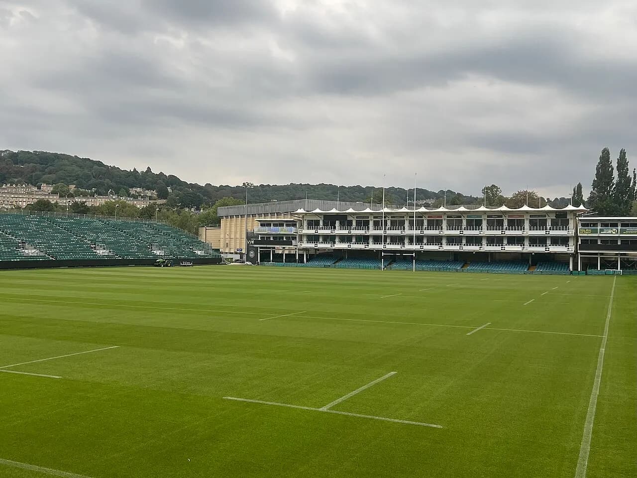 View of Bath Rugby’s stadium at the Recreation Ground in Bath