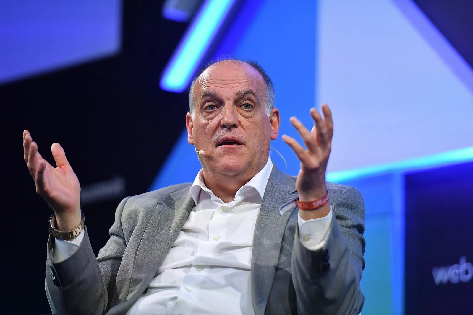 Javier Tebas speaks on stage at Web Summit.