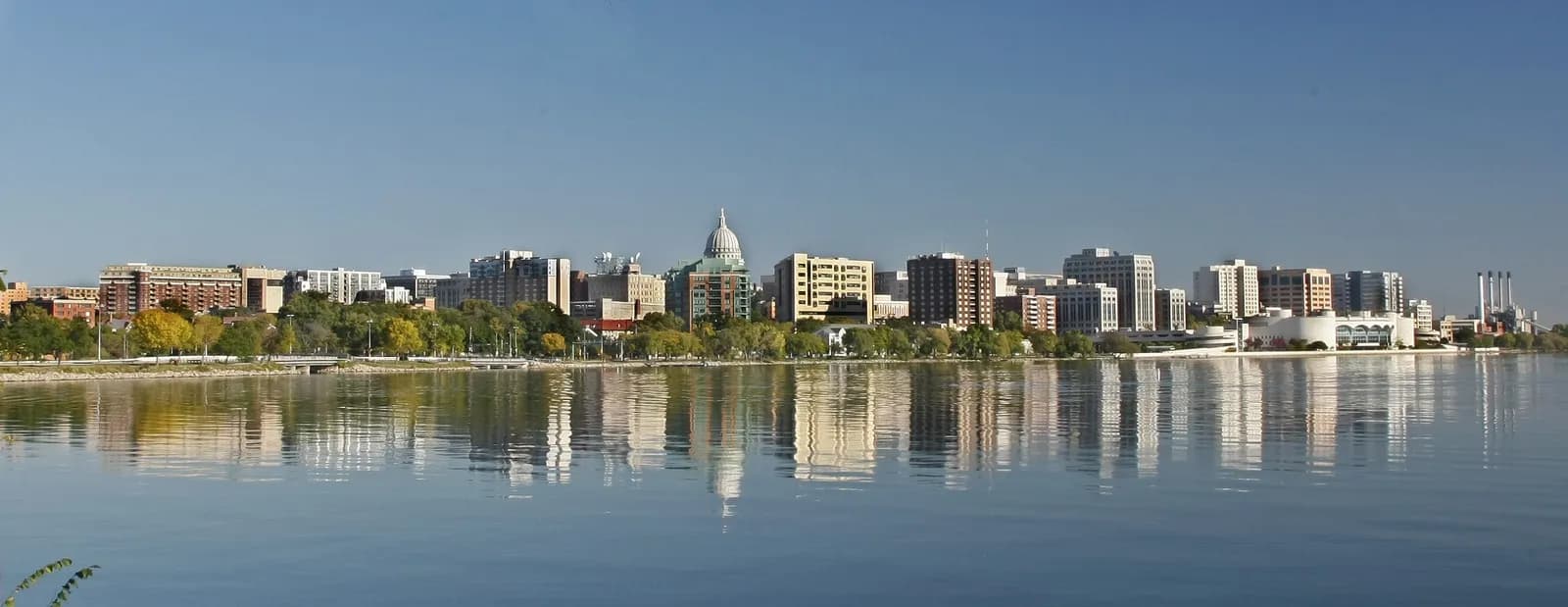 Madison, Wisconsin skyline viewed from across Lake Monona