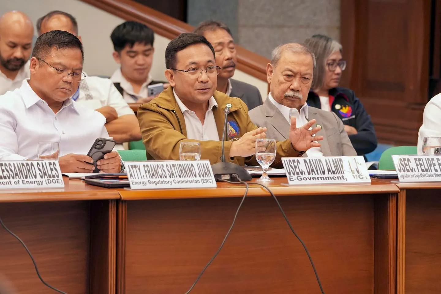DICT Undersecretary David Almirol Jr. speaks during a Senate committee hearing.
