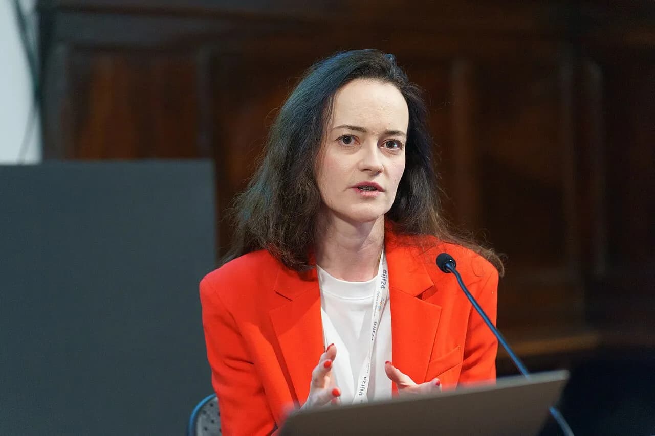 Olga Rudenko speaking at a journalism festival in Perugia, Italy, in 2024