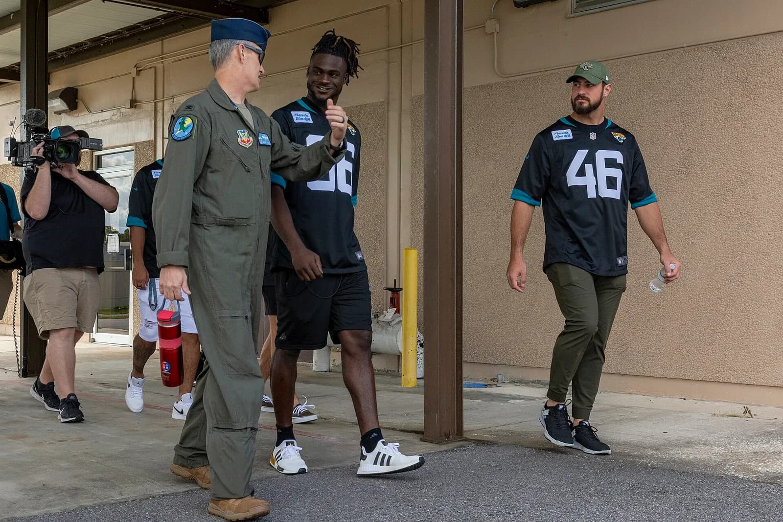 Jacksonville Jaguars players visiting the 125th Fighter Wing.