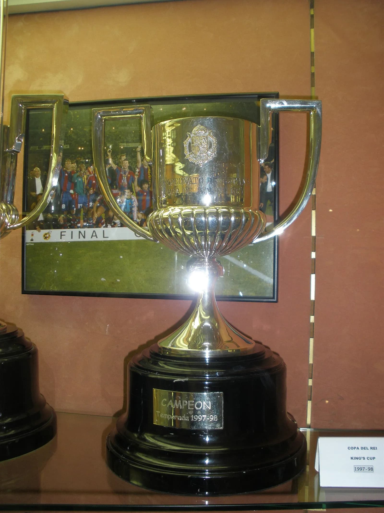 The Copa del Rey football trophy displayed in FC Barcelona’s museum.