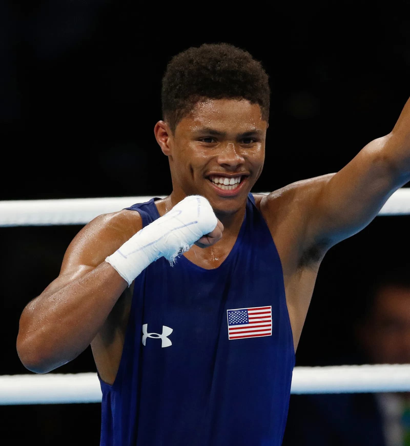 Shakur Stevenson boxing for the United States at the Rio 2016 Olympics.