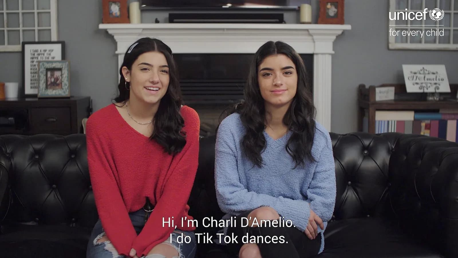 Charli and Dixie D’Amelio appear together in a UNICEF video about online bullying.