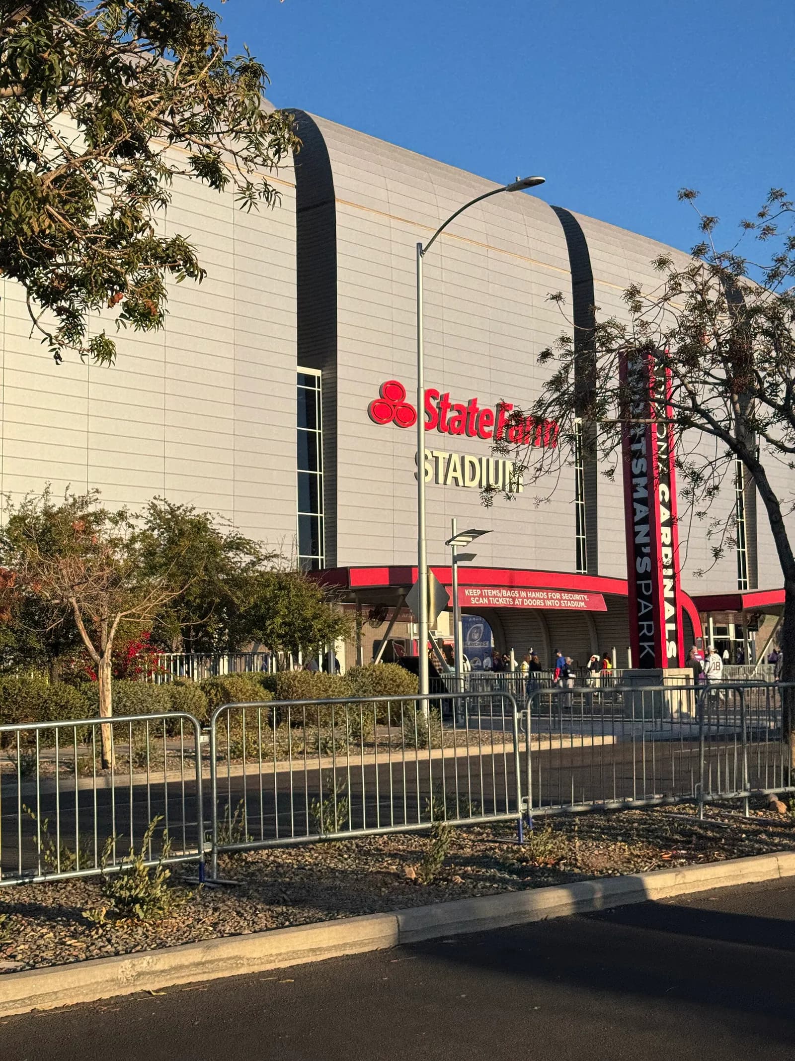 Exterior of State Farm Stadium in Glendale, Arizona.