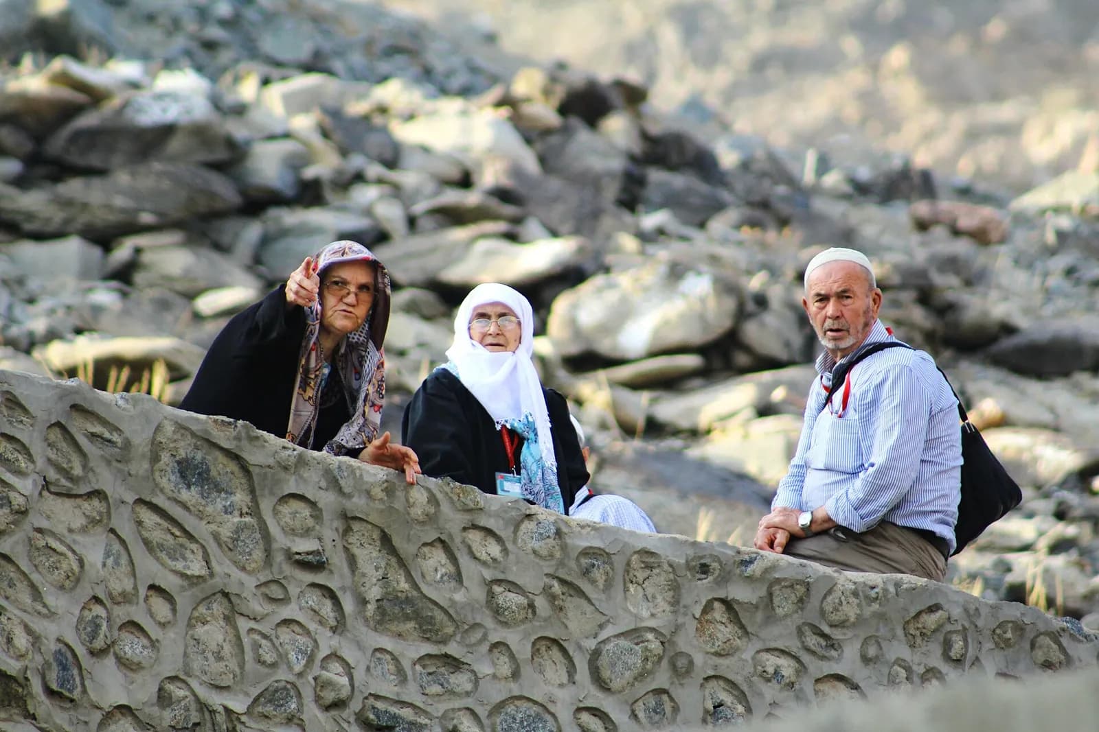 Turkish Umrah pilgrims at Jabal Thawr in Makkah, Saudi Arabia.
