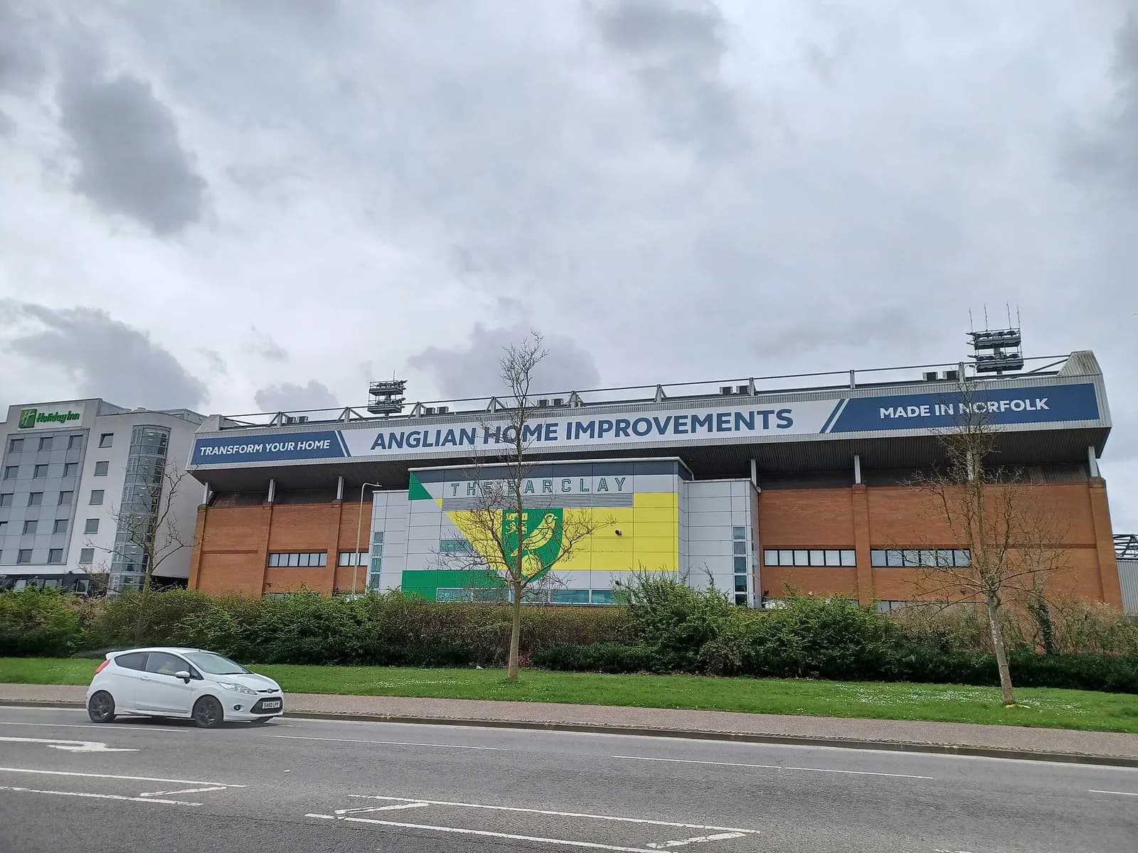 Exterior view of Carrow Road Stadium in Norwich, home of Norwich City Football Club.