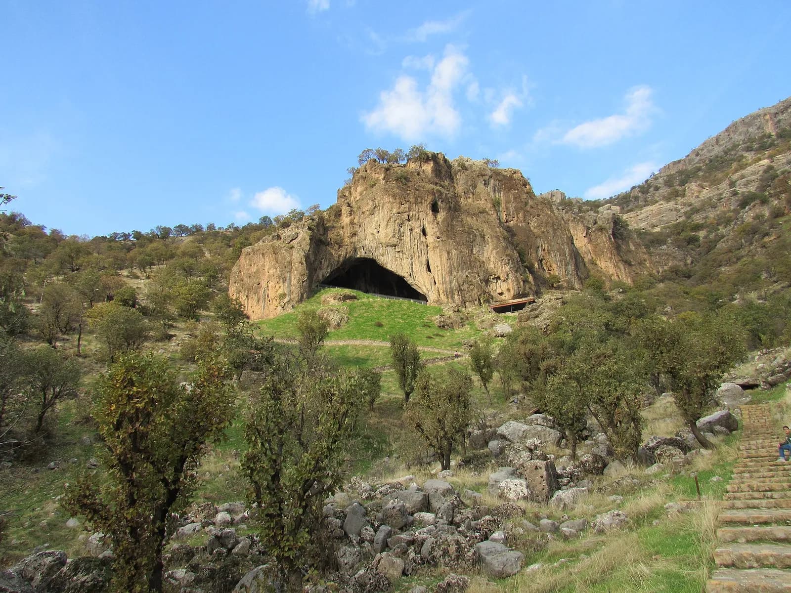 View of the entrance to Shanidar Cave in Iraqi Kurdistan