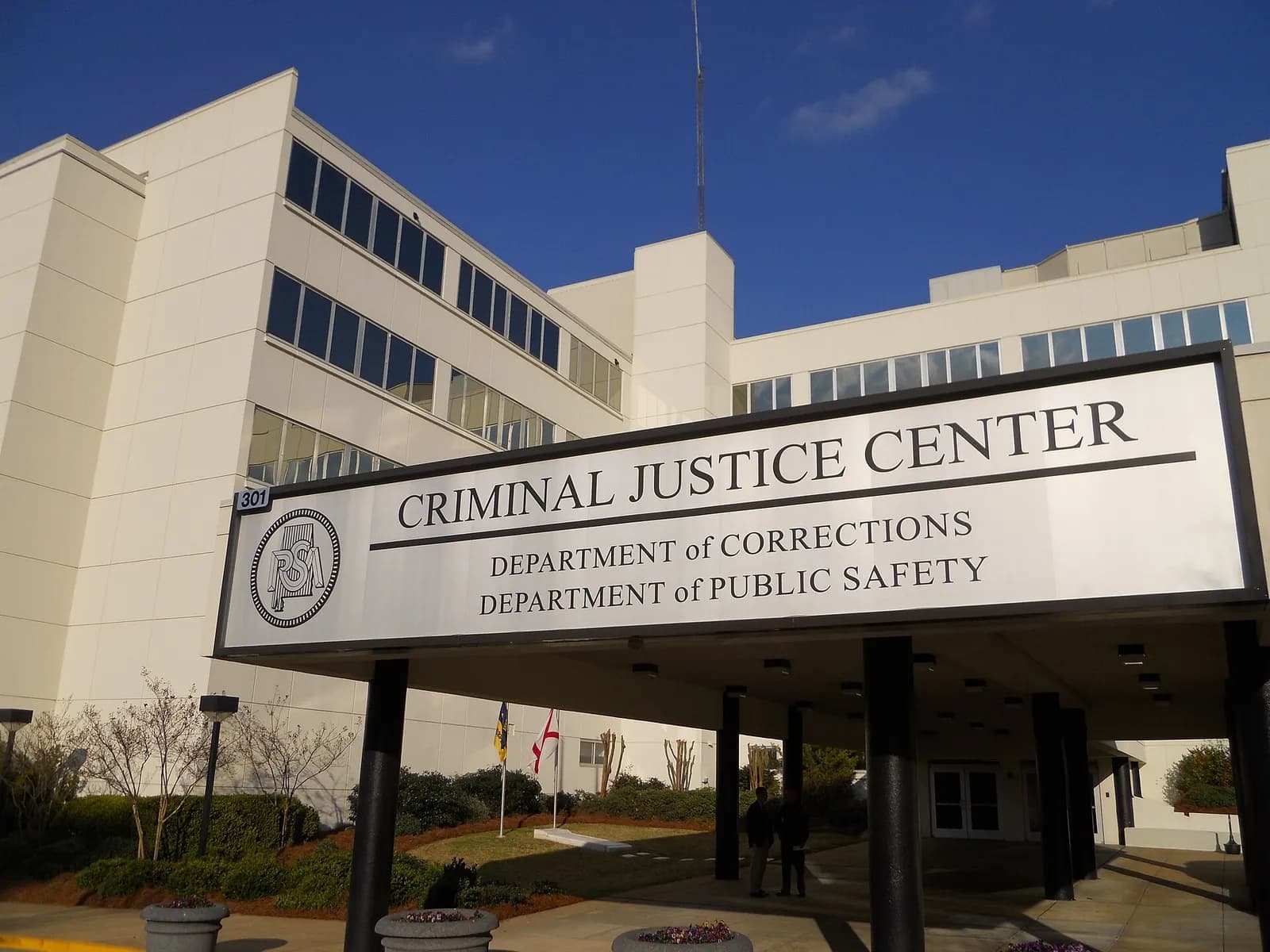 Exterior of the Alabama Criminal Justice Center in Montgomery, which houses the Alabama Department of Corrections headquarters.