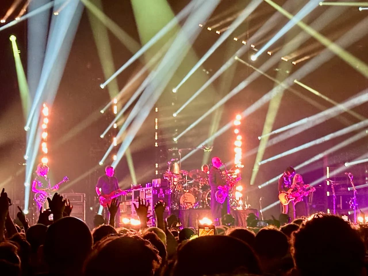 The Smashing Pumpkins performing live, including guitarist Kiki Wong.