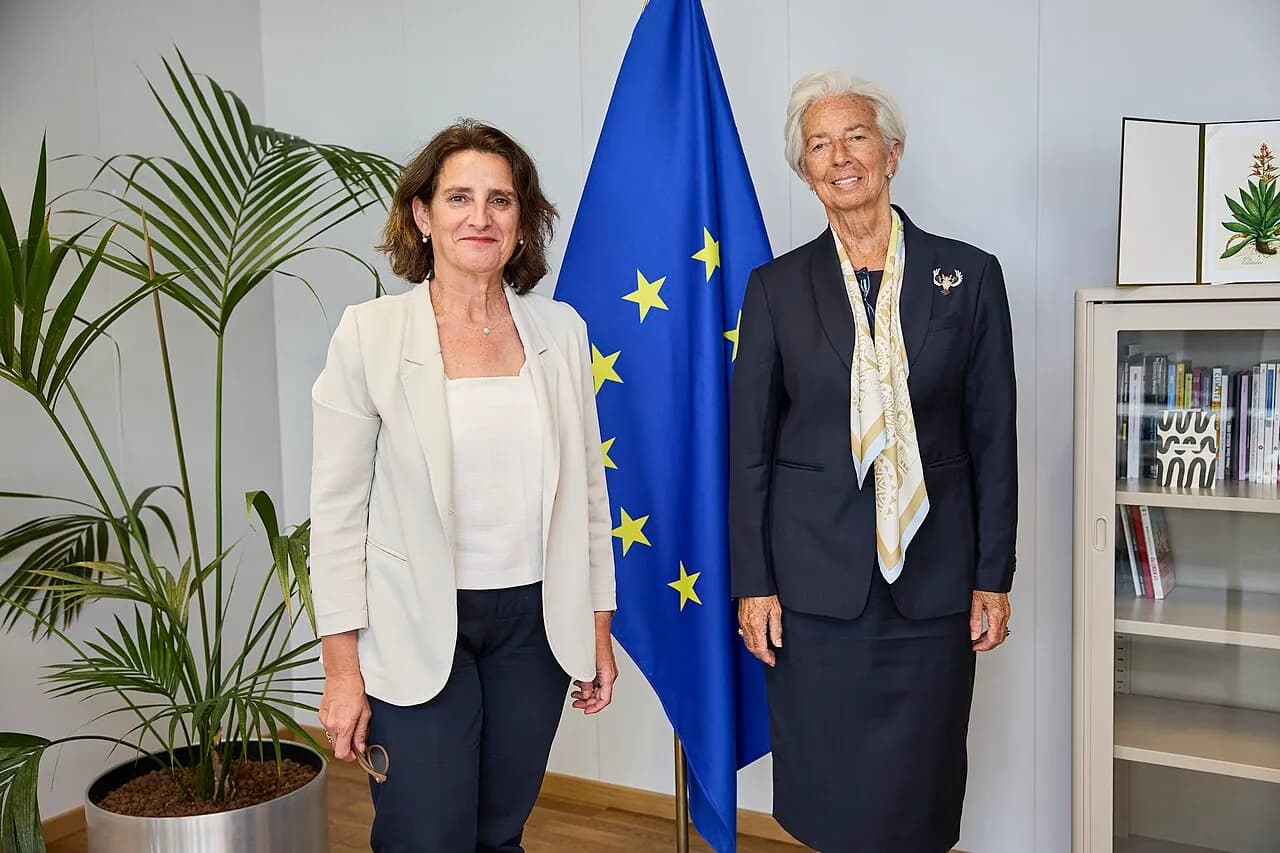 Christine Lagarde and Teresa Ribera together at the European Commission in Brussels in June 2025