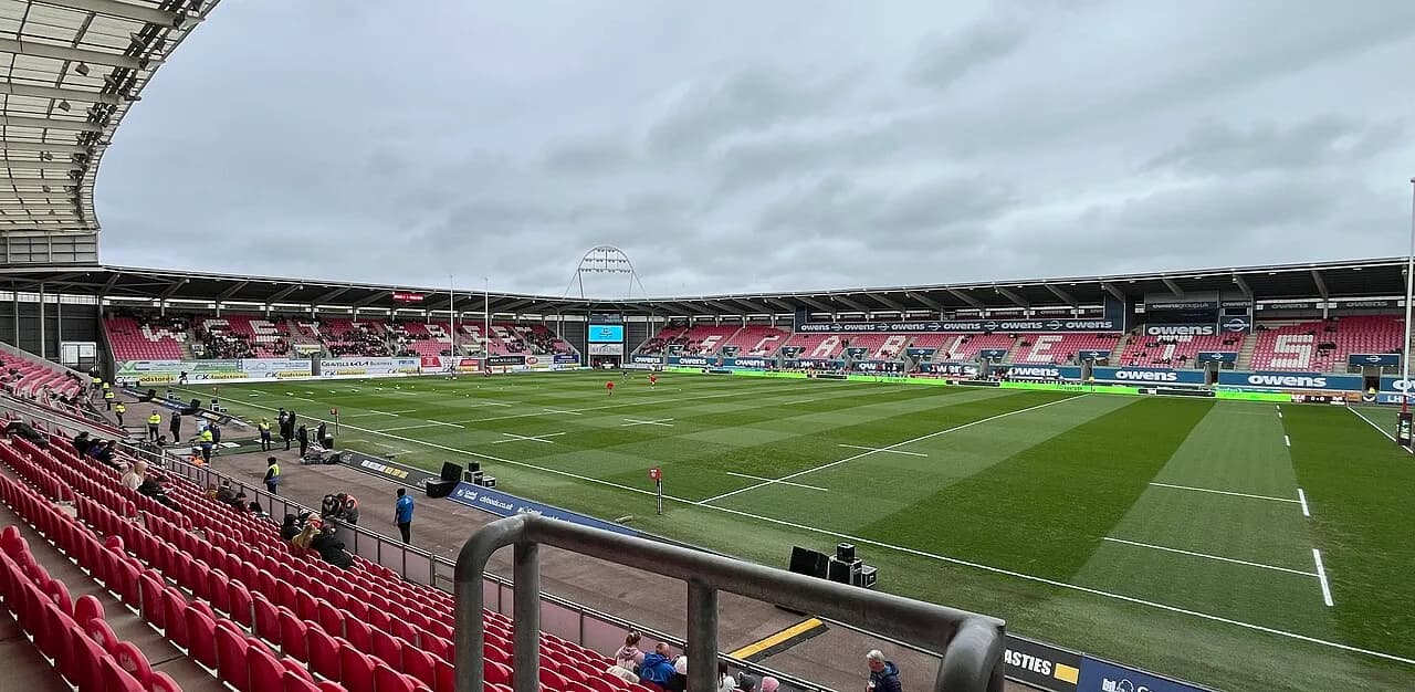 Interior view of Parc y Scarlets rugby stadium in Llanelli