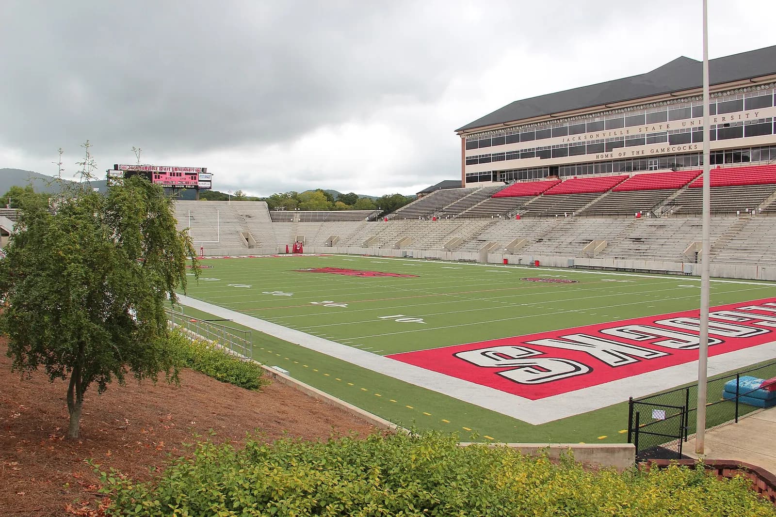 View of Burgess–Snow Field at AmFirst Stadium, Jacksonville State’s football stadium.