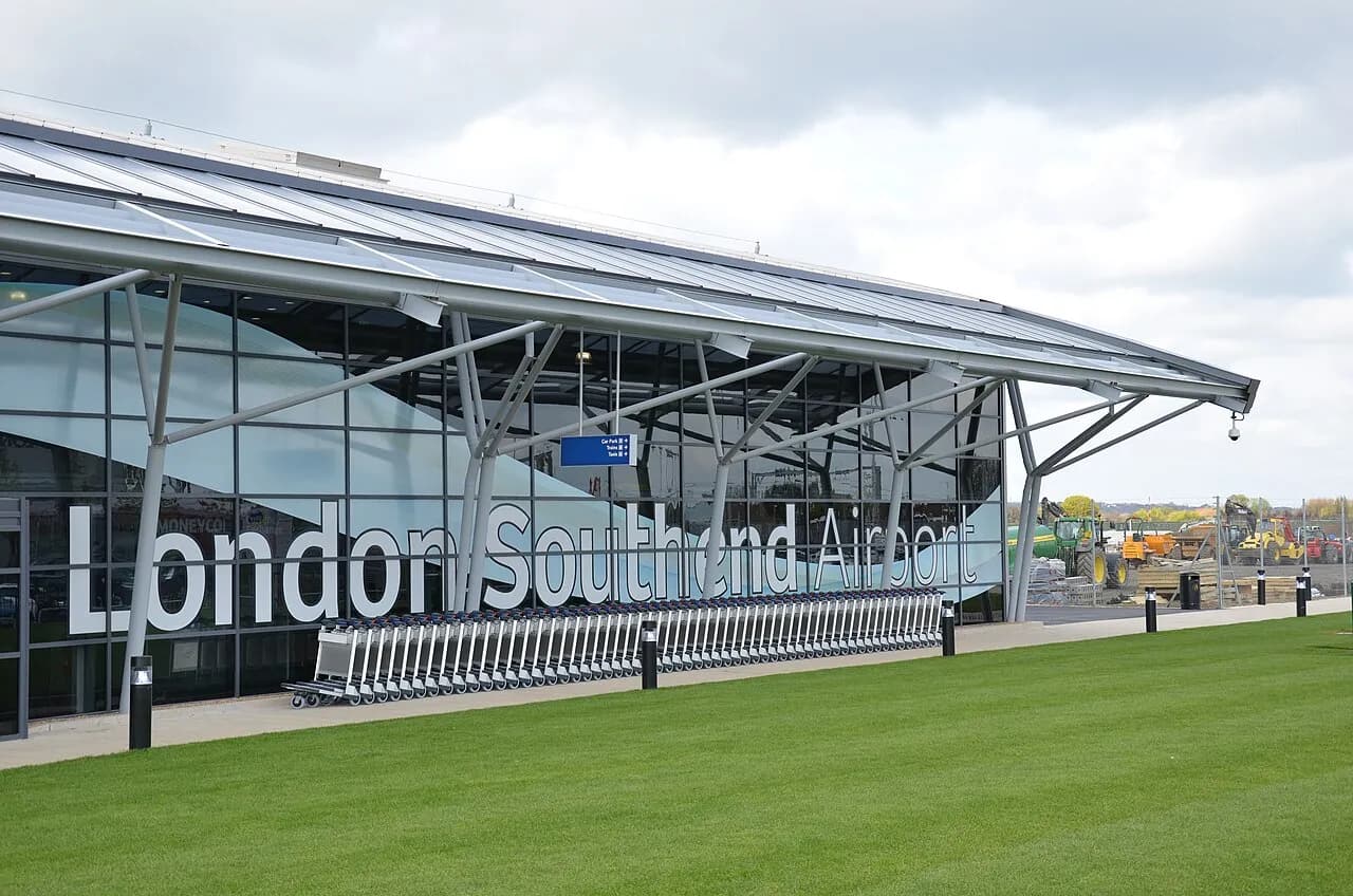 Southend Airport terminal building in a 2012 photograph