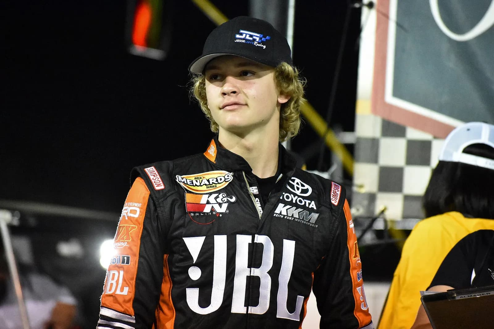NASCAR driver Jesse Love during driver introductions at New Smyrna Speedway.
