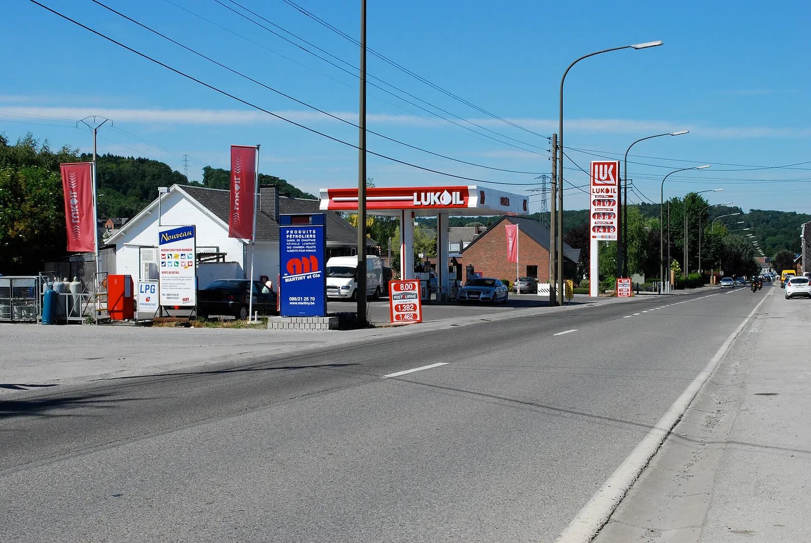 Lukoil service station on the Route de Marche in Barvaux-sur-Ourthe, Belgium.