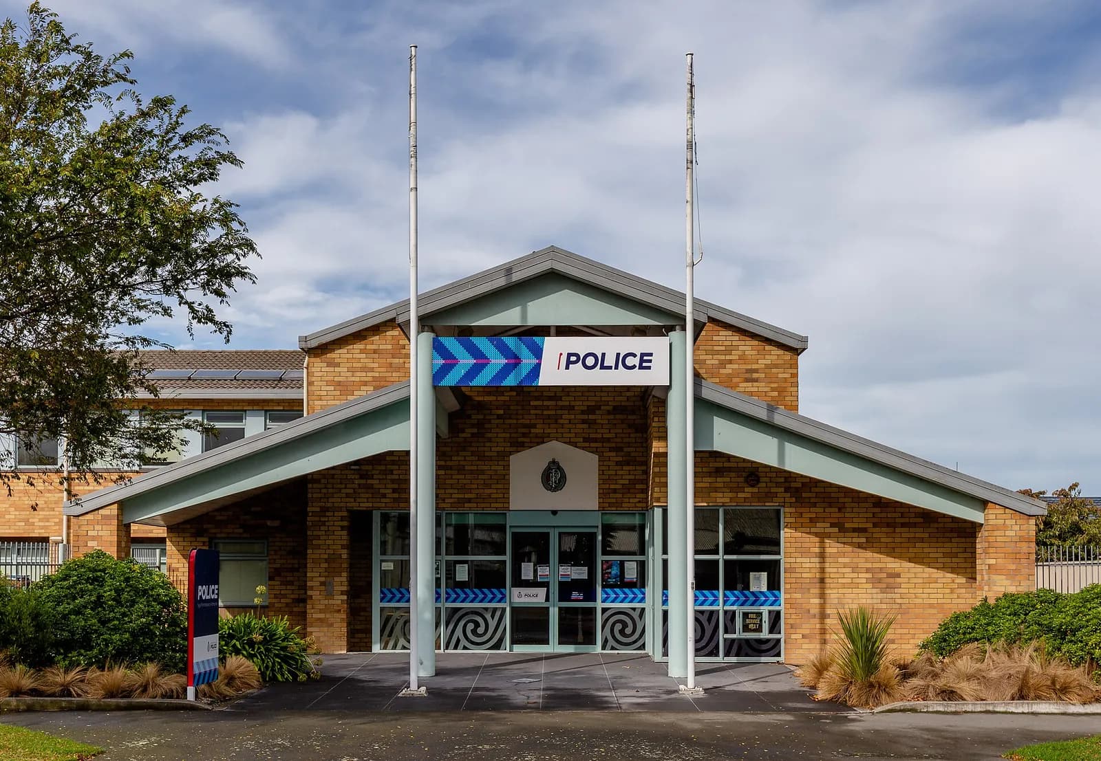 Police station building in New Brighton, Christchurch, New Zealand