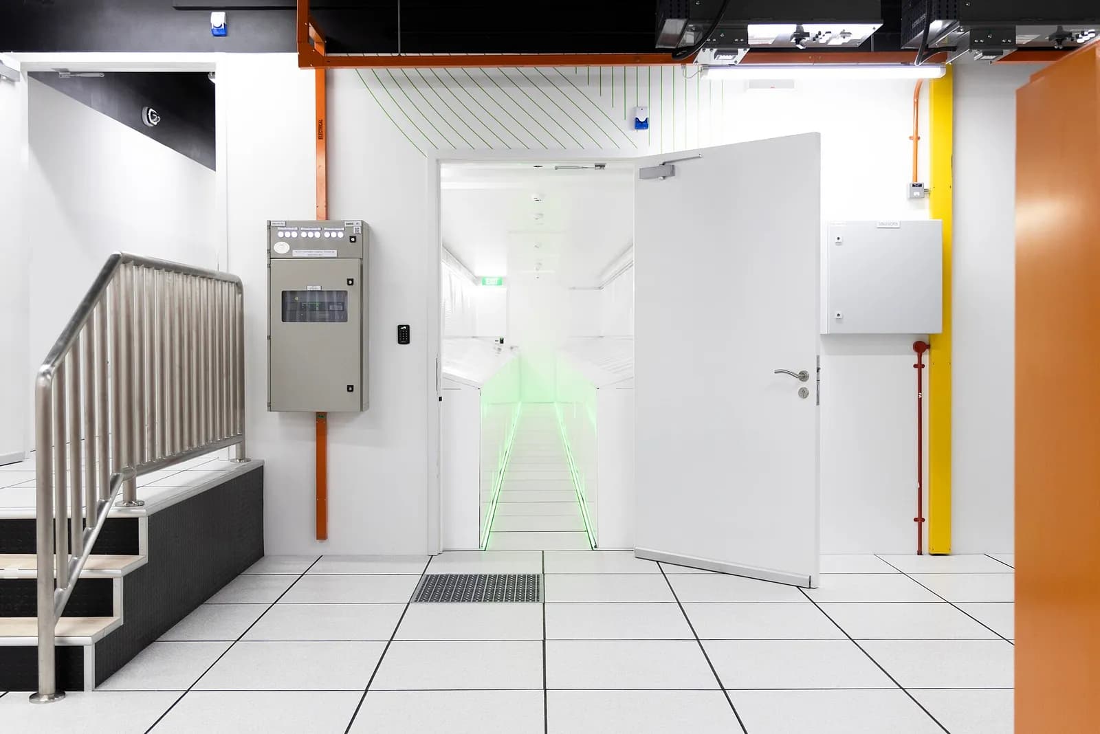 Interior corridor and equipment area at Firmus Technologies’ HyperCube deployment in Singapore.