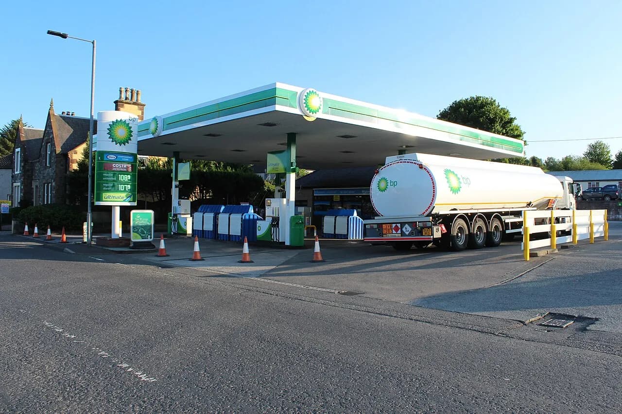 BP filling station in Newton Stewart, Scotland, photographed in 2016
