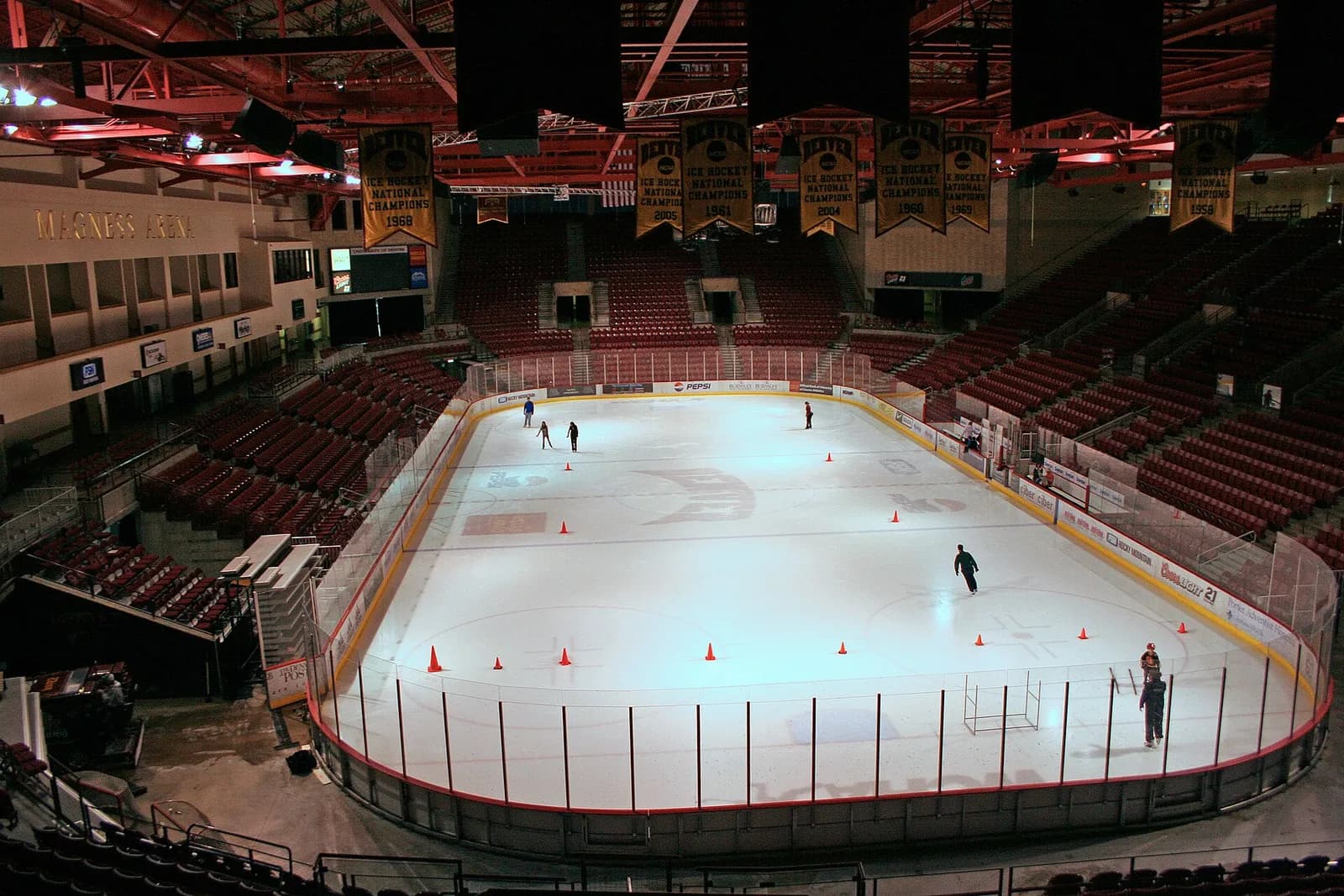Interior view of Magness Arena at the University of Denver.