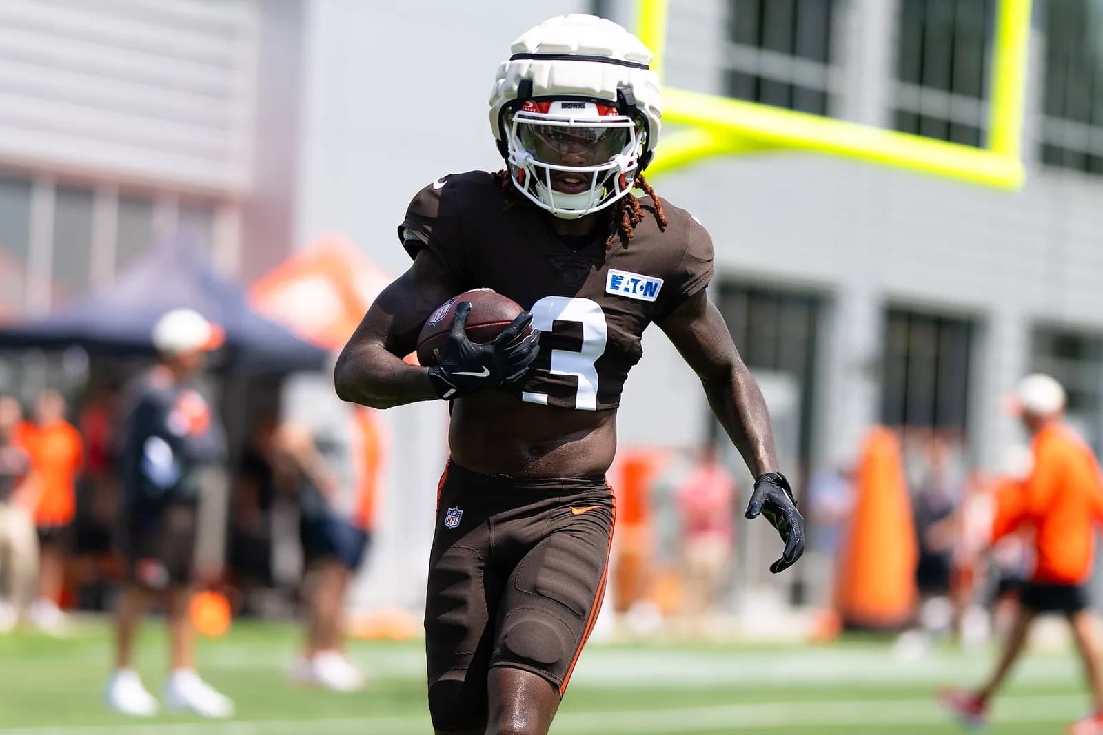 Cleveland Browns receiver Jerry Jeudy at training camp.