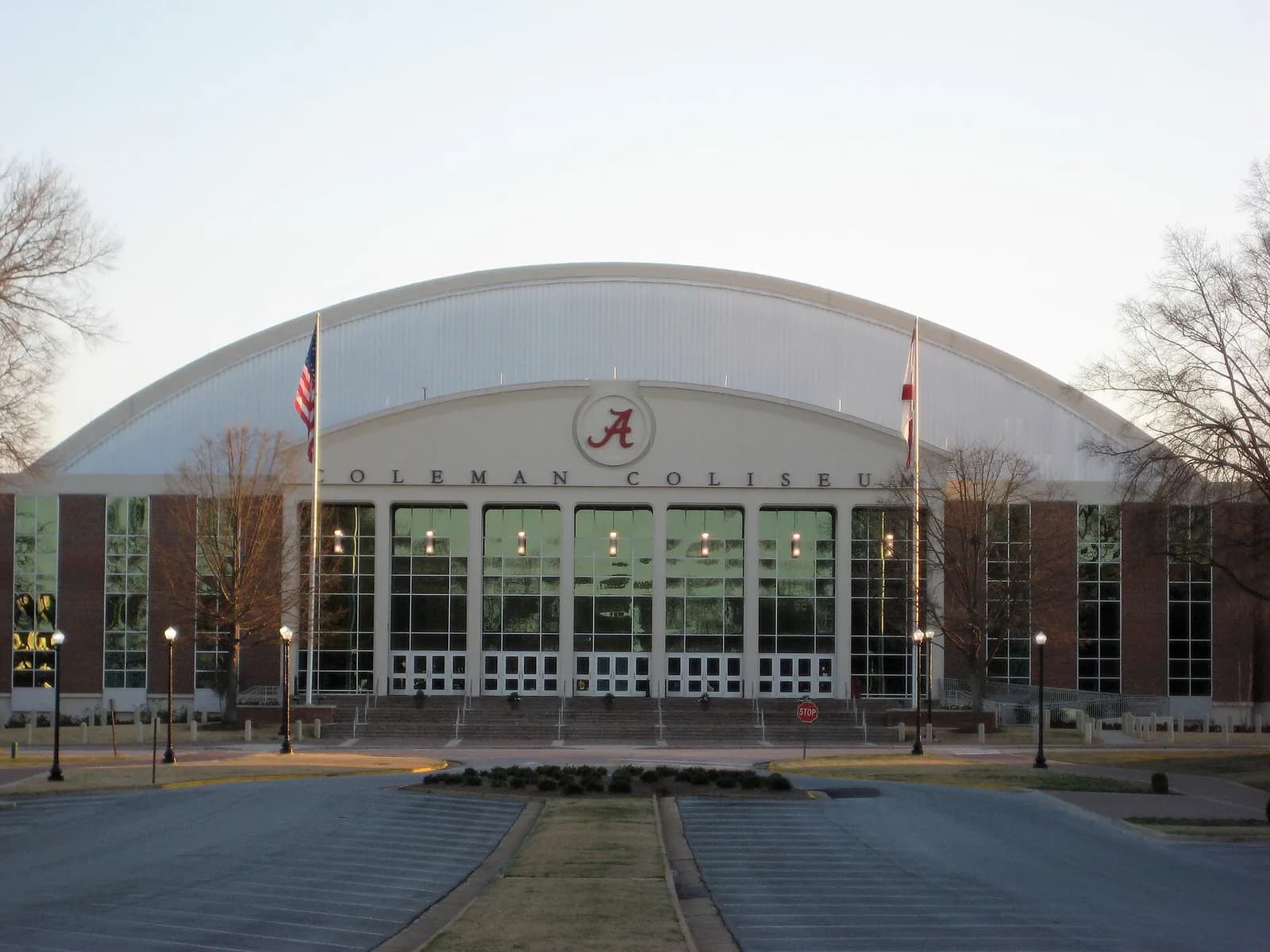 Exterior of Coleman Coliseum at the University of Alabama.