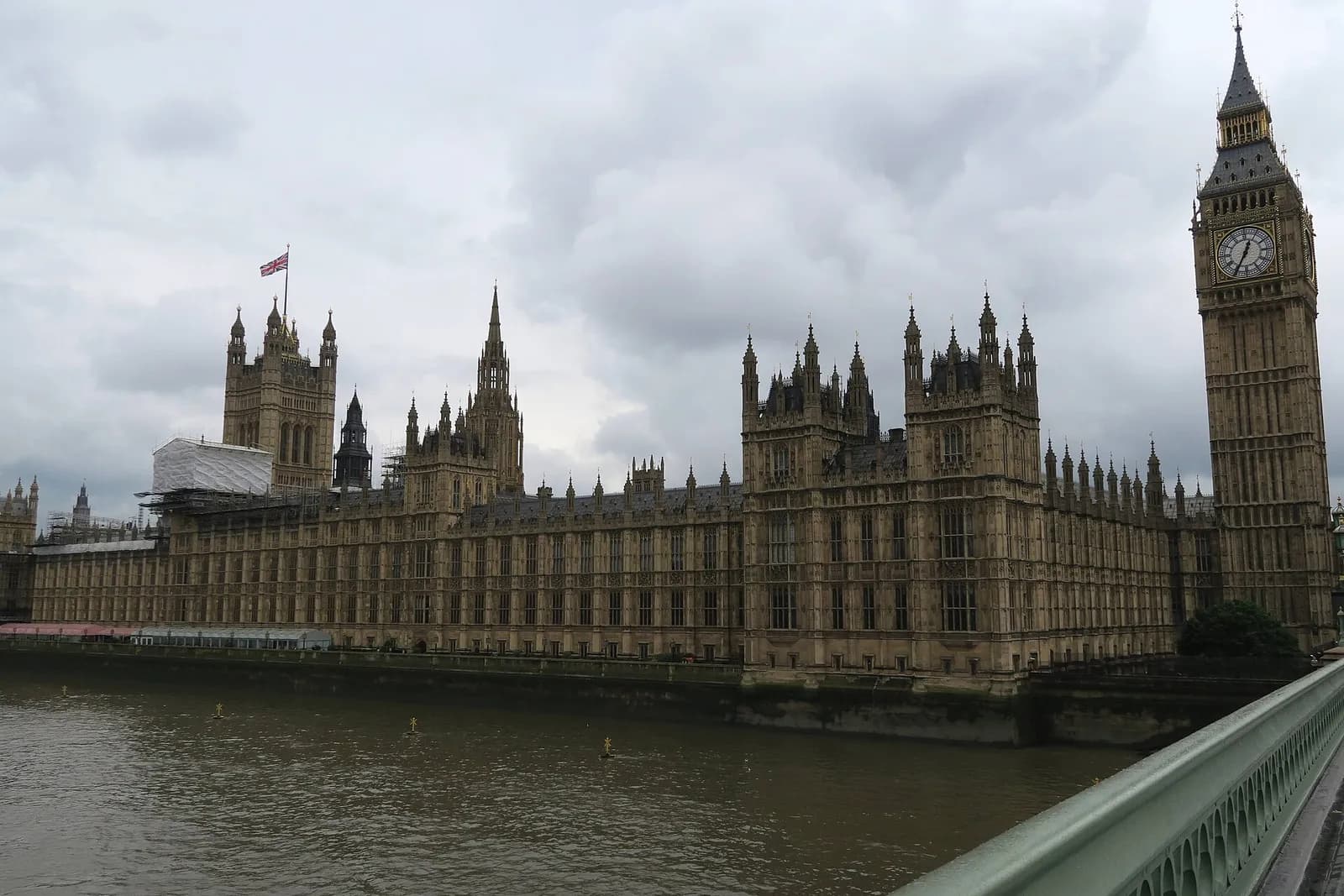 The Palace of Westminster and Big Ben viewed from across the Thames.
