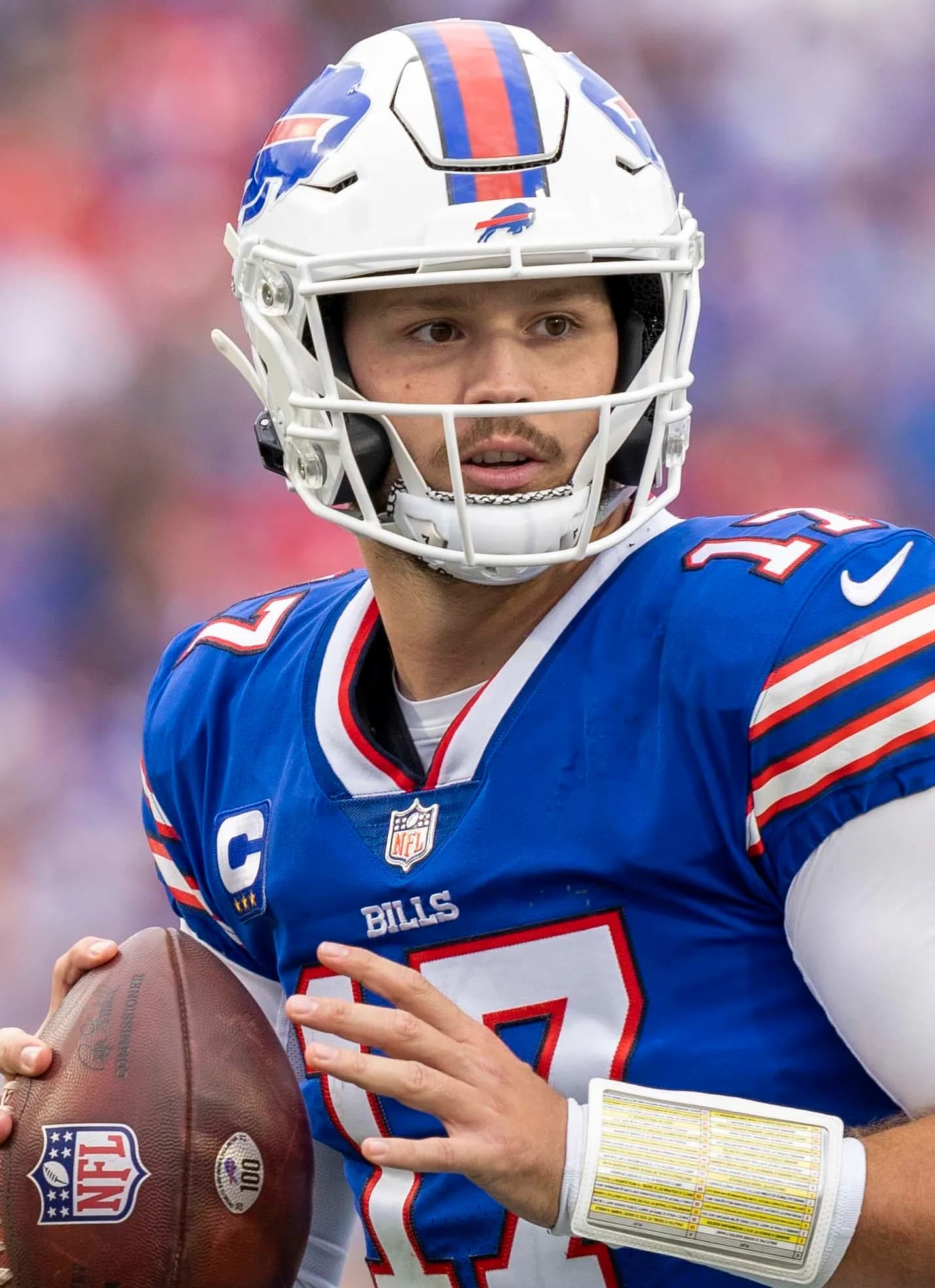Buffalo Bills quarterback Josh Allen during a game at Highmark Stadium.