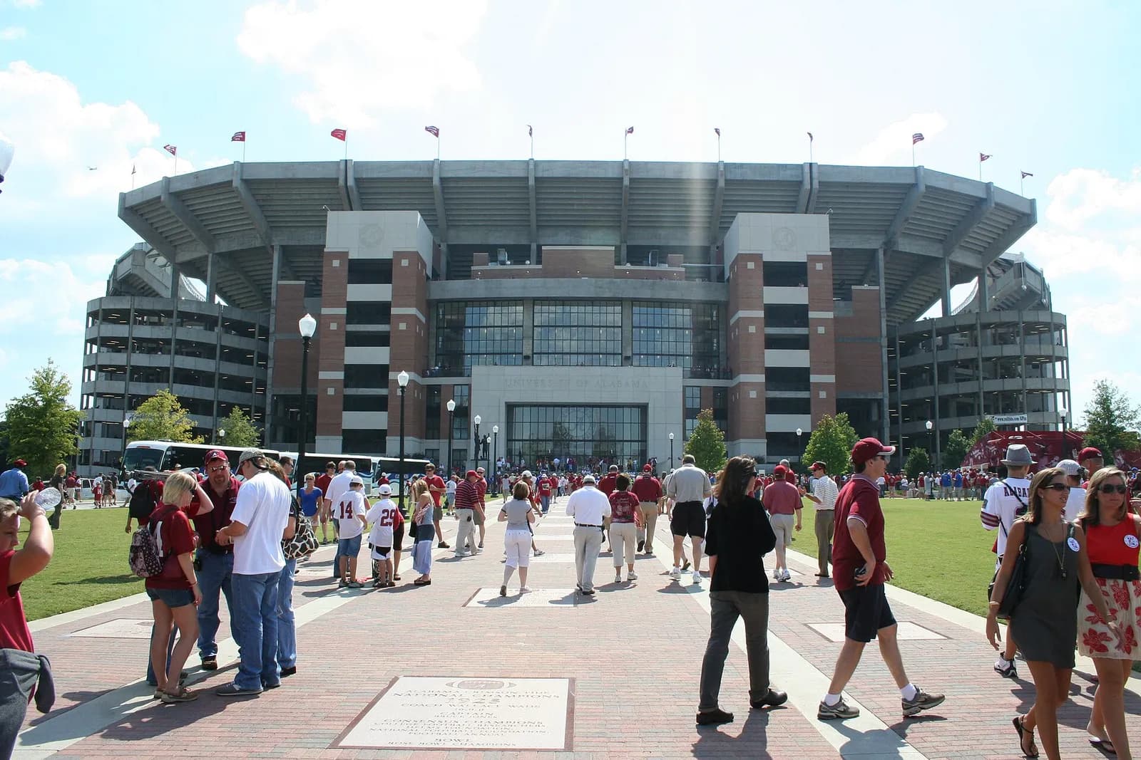 The Walk of Champions beside Bryant-Denny Stadium in Tuscaloosa.