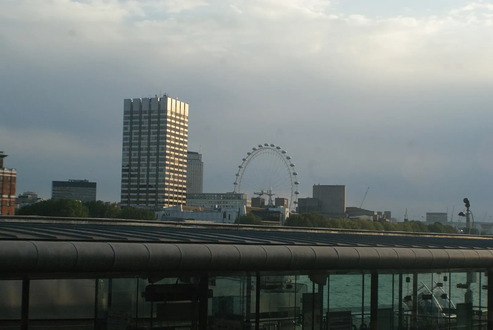 ITV Studios seen from Victoria Embankment, with the London Eye nearby.