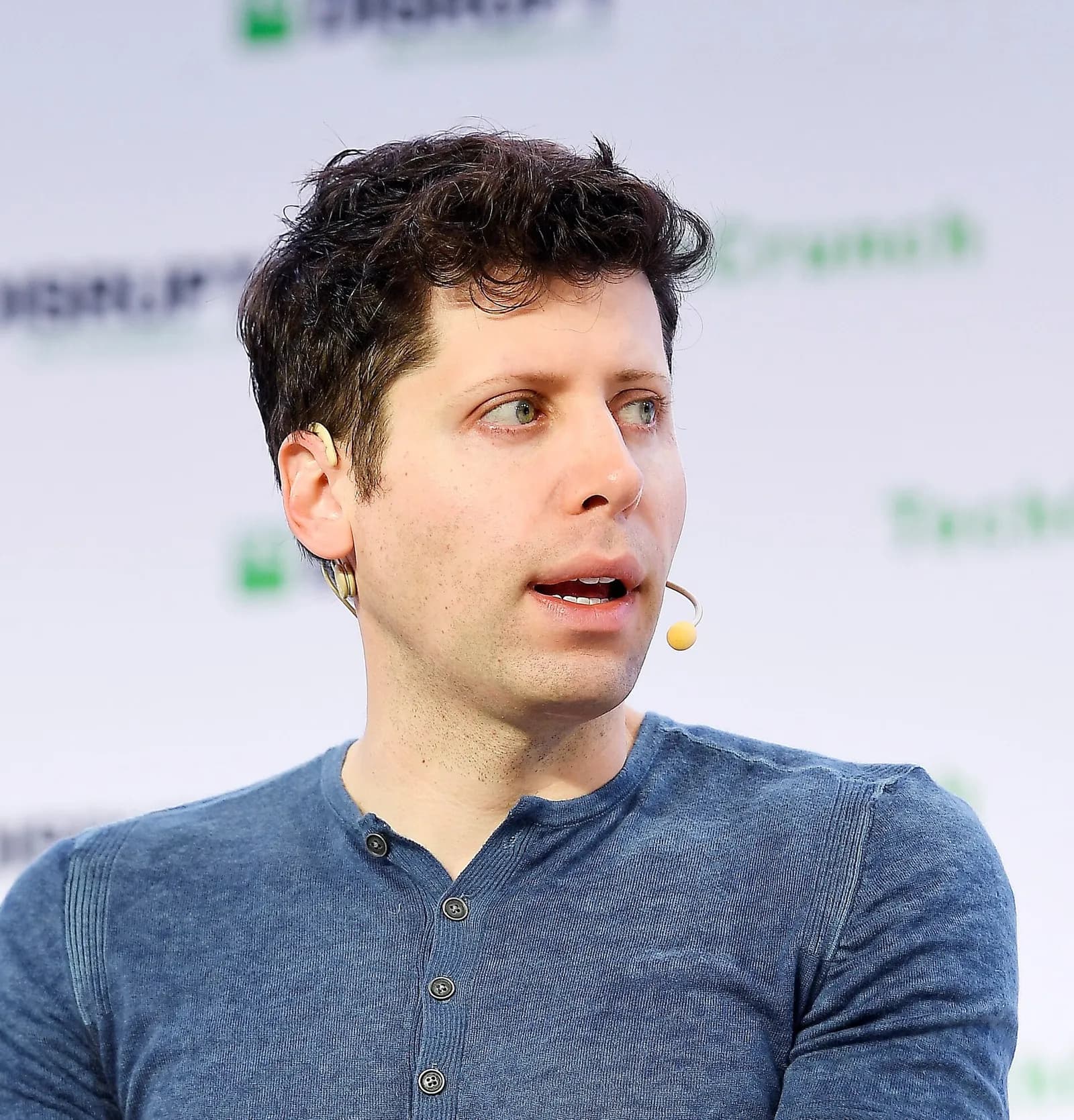 Sam Altman speaking onstage at TechCrunch Disrupt in San Francisco.