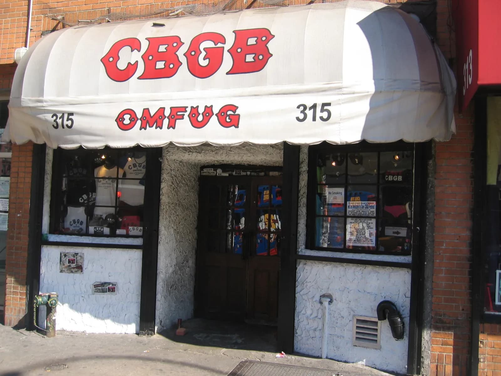 The facade of the former CBGB club on Bowery Street in New York City.