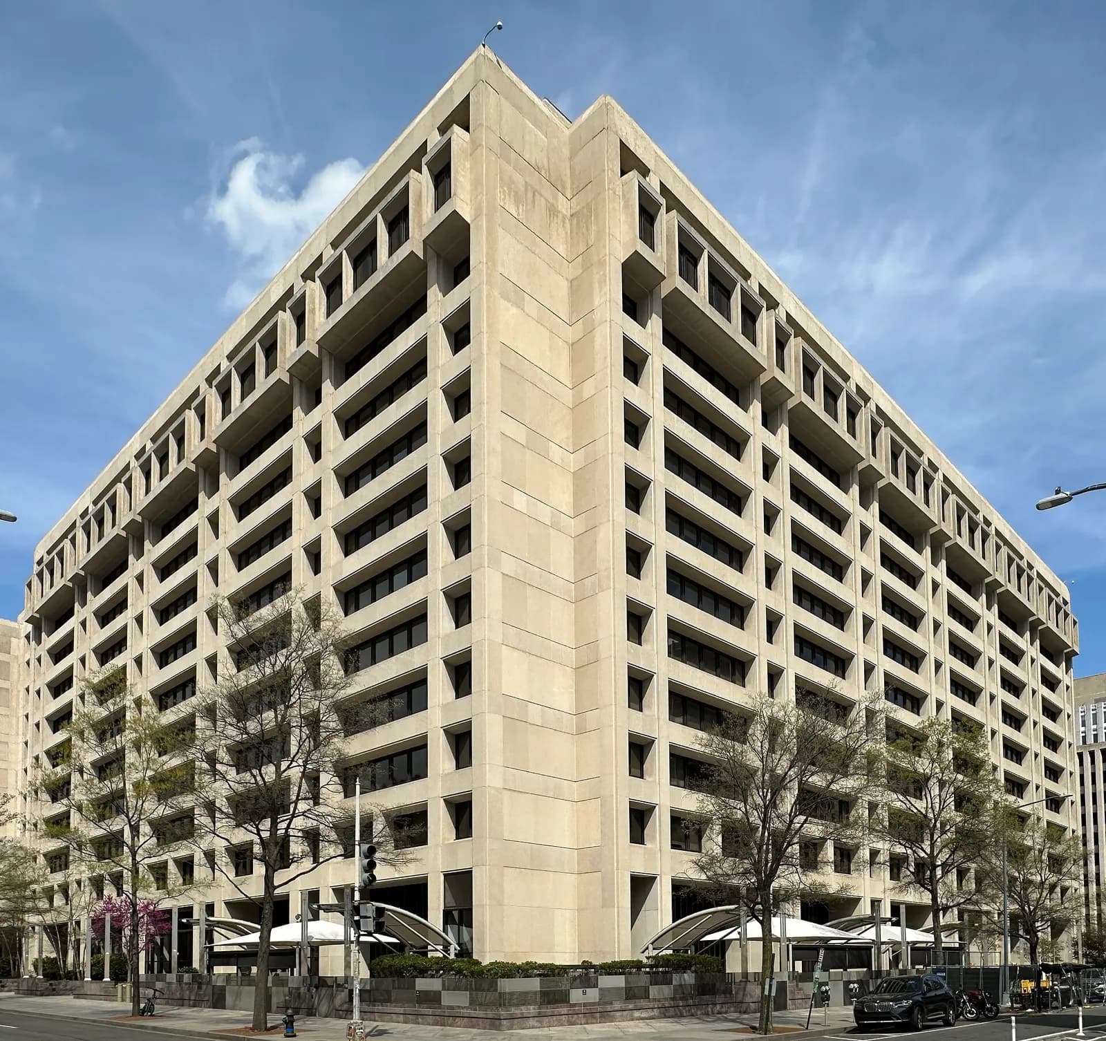 Exterior of the International Monetary Fund headquarters in Washington, D.C.