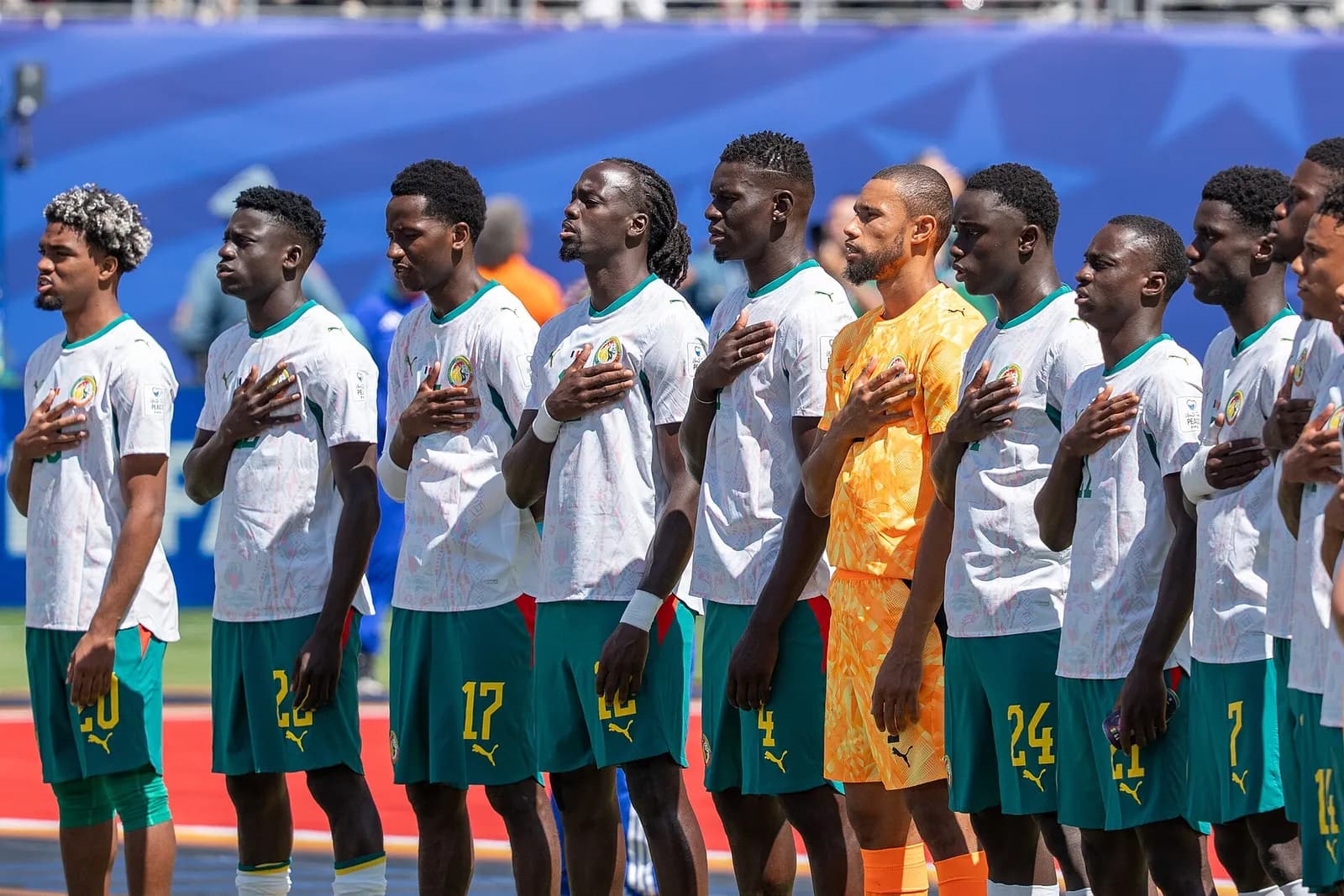 Senegal national football team during a match against France
