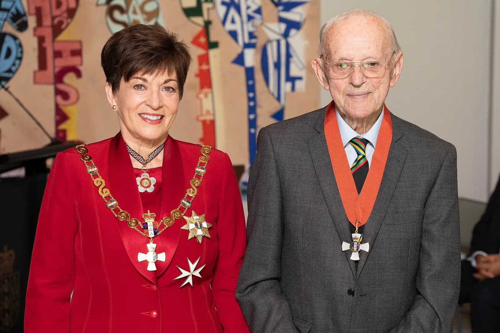 Arch Jelley at his investiture as a Companion of the New Zealand Order of Merit.