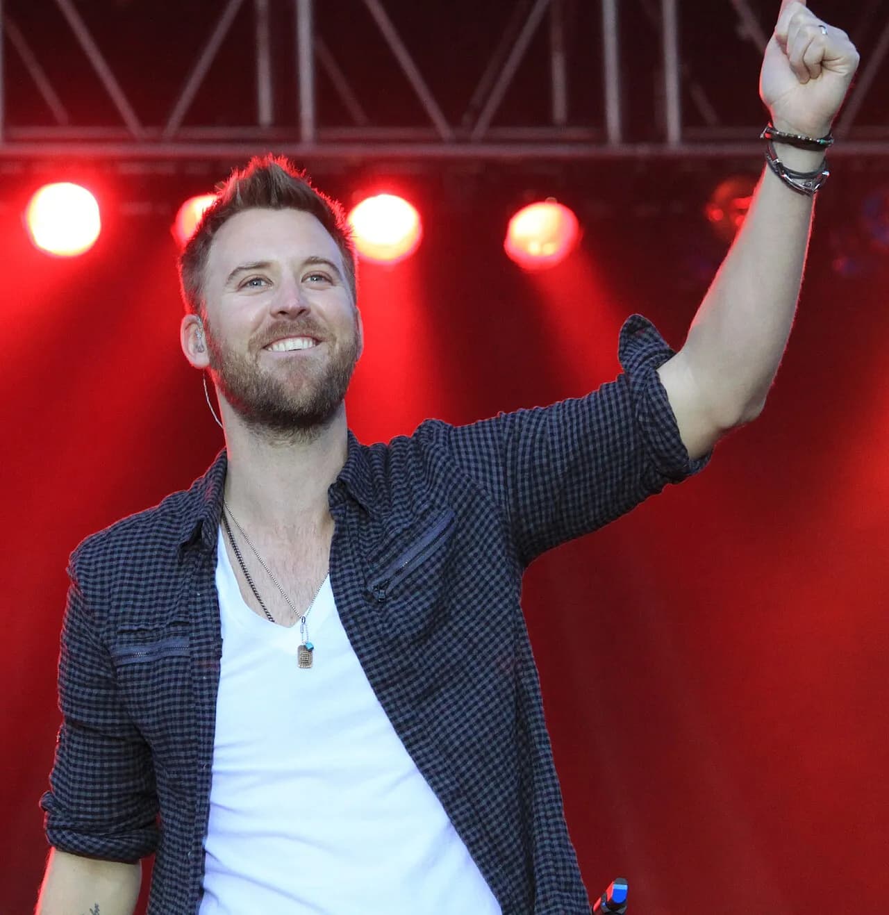 Charles Kelley performing onstage with Lady Antebellum in Charlotte in 2012