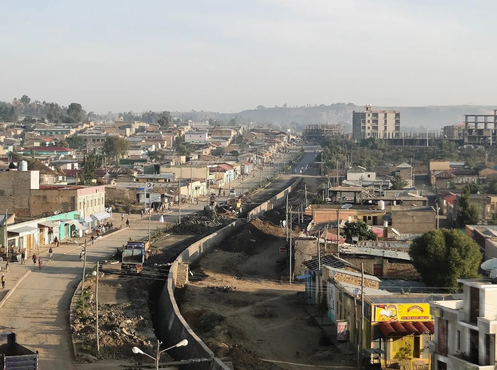 View of Adigrat, Ethiopia, with buildings across the city and surrounding terrain.