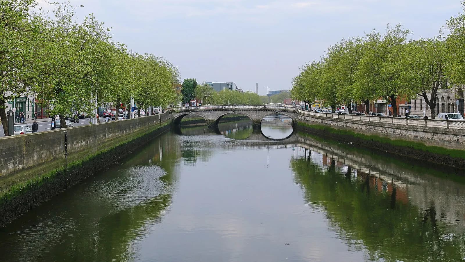 View of Ormond Quay Upper beside the River Liffey in Dublin.